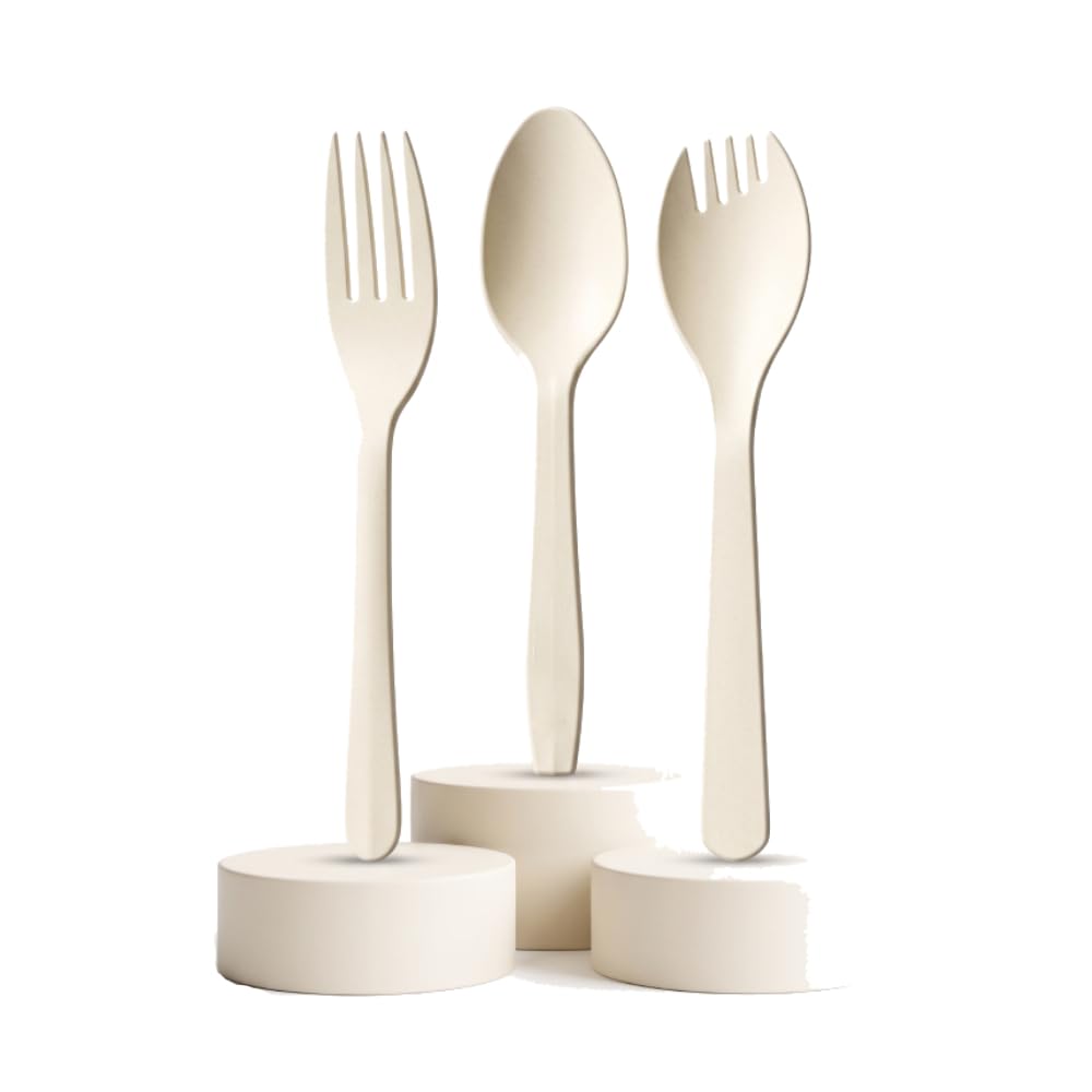 Cornstarch Cutlery Set - Disposable & Reusable Eco-Friendly Utensils 1 Cornstarch Cutlery Set - Disposable & Reusable Eco-Friendly Utensils