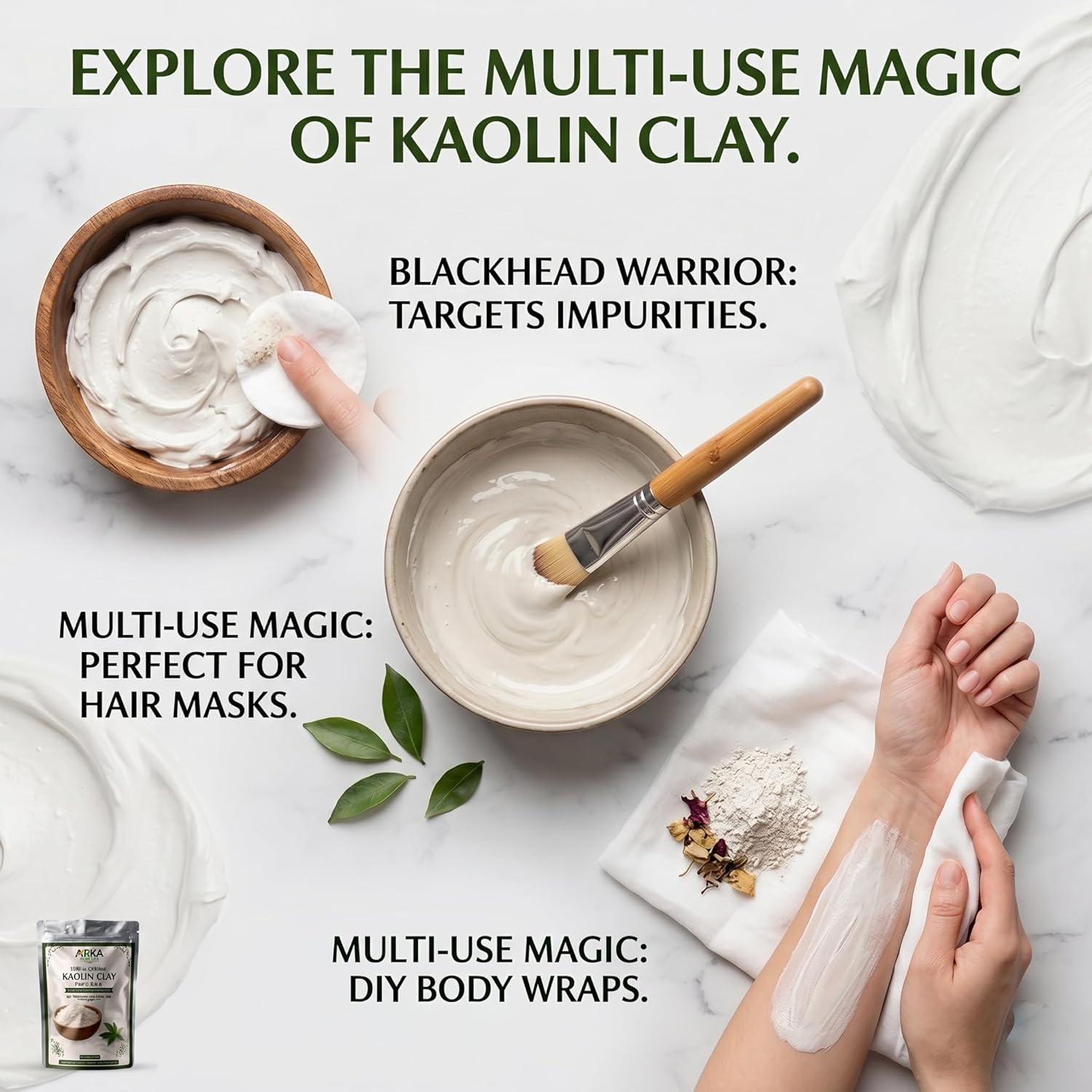 Pure Kaolin Clay Powder for Face Mask & DIY Skincare (200g) 3 Pure Kaolin Clay Powder for Face Mask & DIY Skincare (200g) - Image 3
