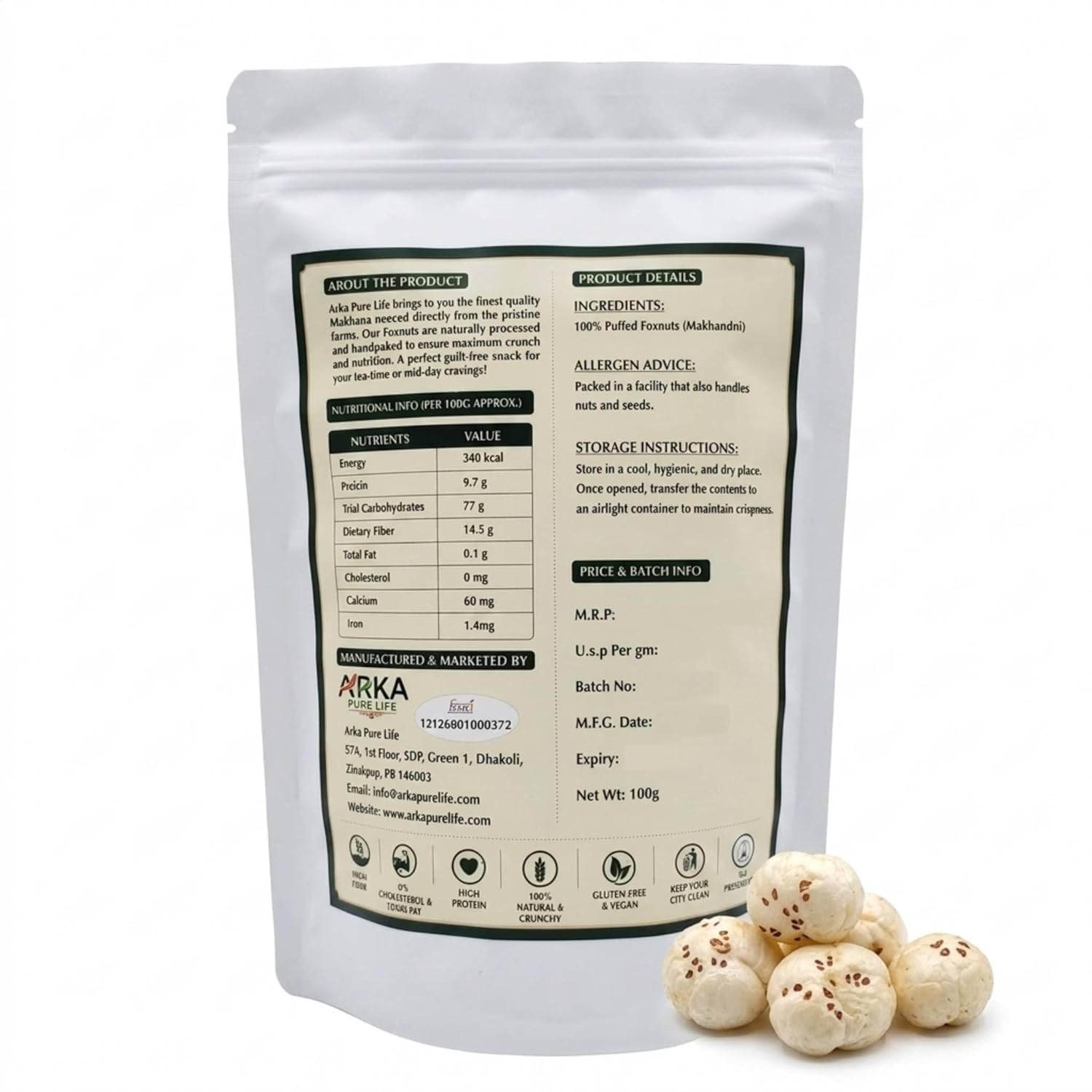 Plain Phool Makhana (Fox Nuts/Lotus Seeds) – 100g 7 Plain Phool Makhana (Fox Nuts/Lotus Seeds) – 100g - Image 7