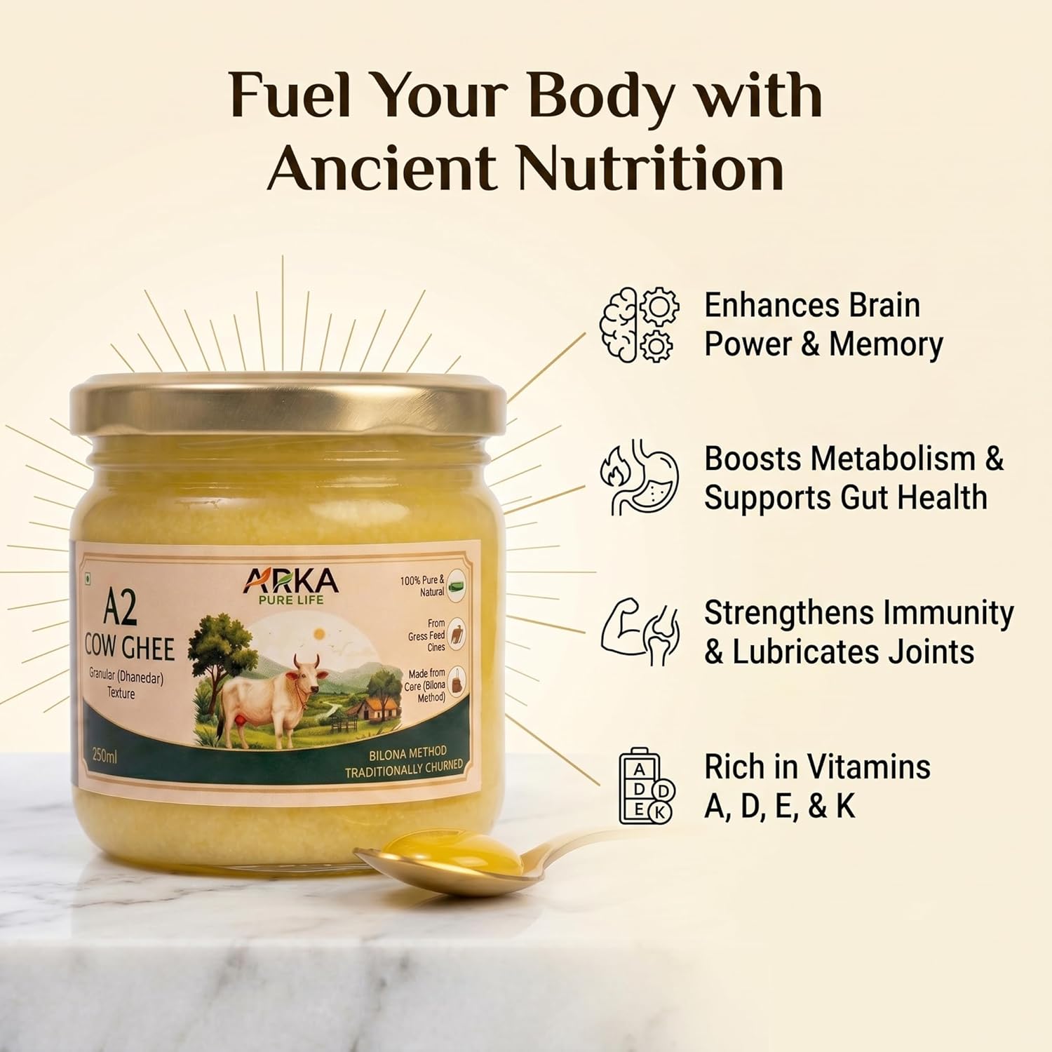 Premium A2 Cow Ghee (250ml) 4 Premium A2 Cow Ghee (250ml) - Image 4