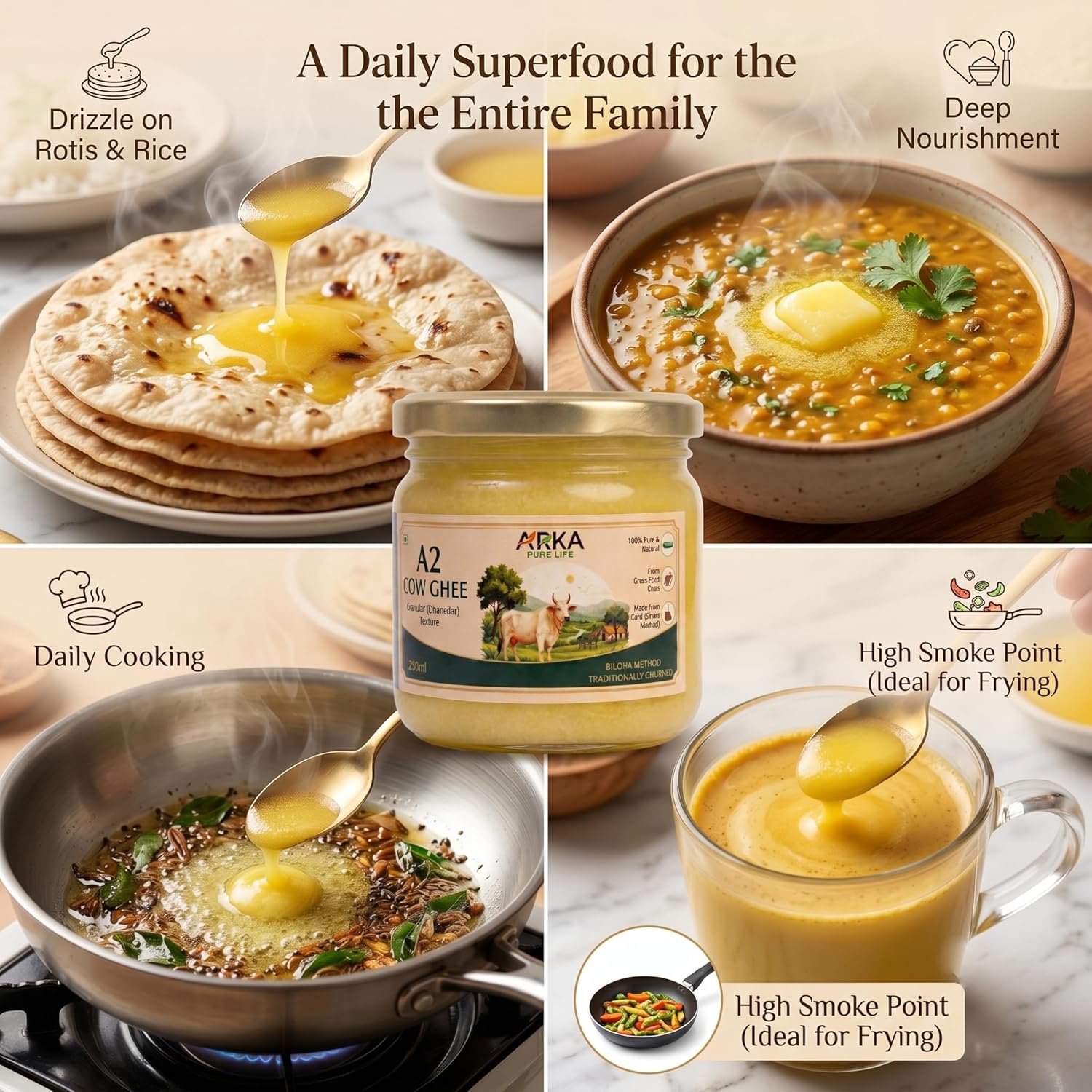 Premium A2 Cow Ghee (250ml) 9 Premium A2 Cow Ghee (250ml) - Image 9