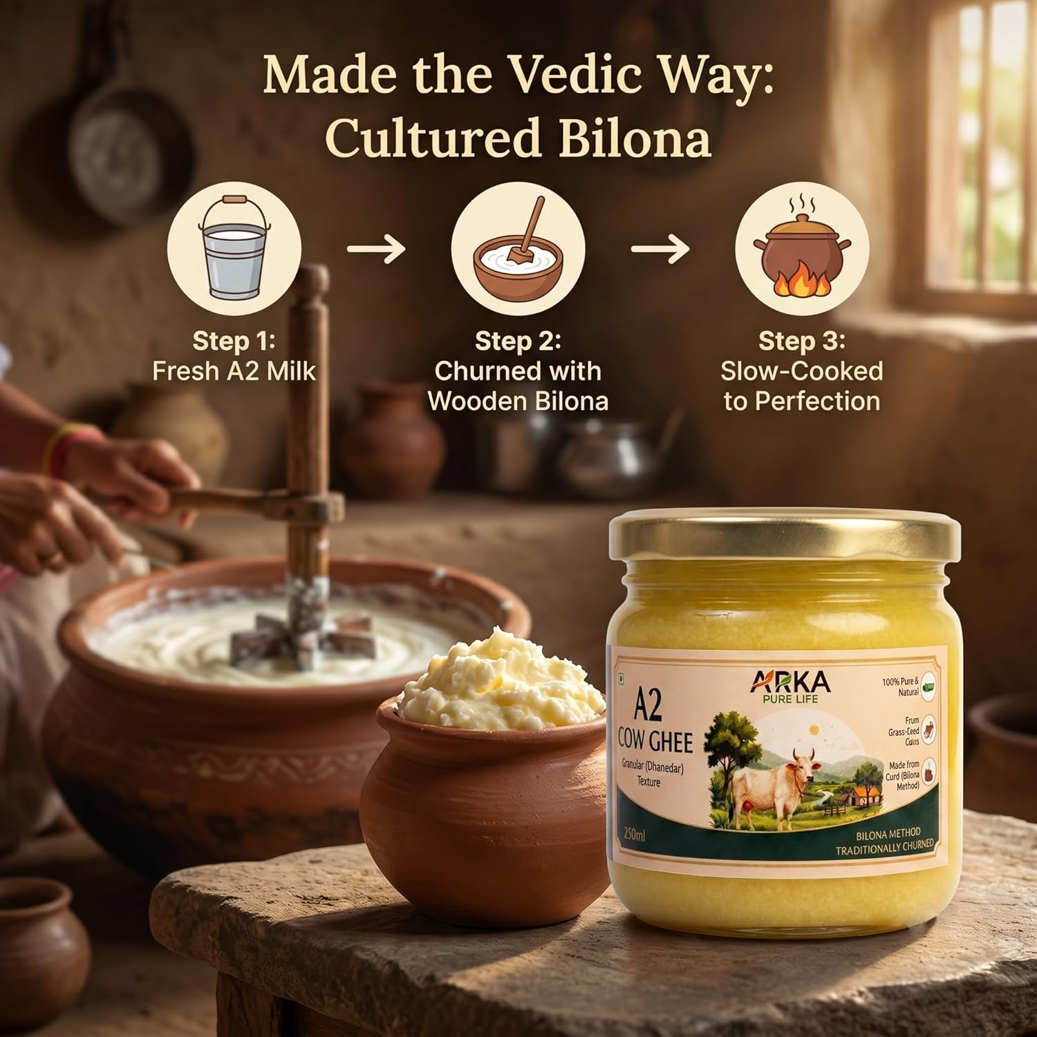 Premium A2 Cow Ghee (250ml) 5 Premium A2 Cow Ghee (250ml) - Image 5