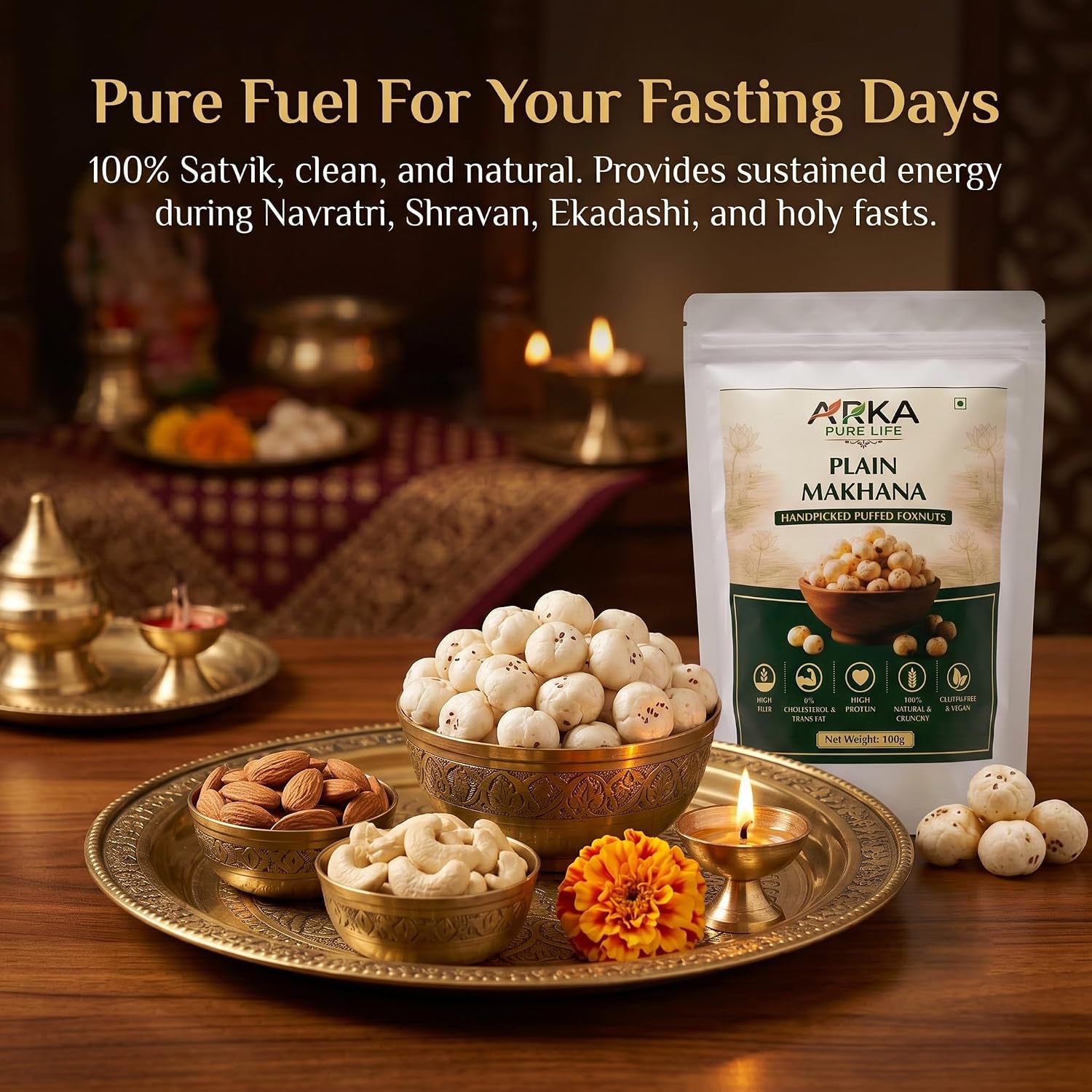 Plain Phool Makhana (Fox Nuts/Lotus Seeds) – 100g 6 Plain Phool Makhana (Fox Nuts/Lotus Seeds) – 100g - Image 6