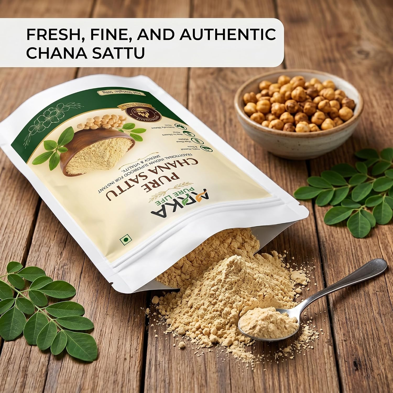Natural Roasted Chana Sattu Powder, 500g 2 Natural Roasted Chana Sattu Powder, 500g - Image 2