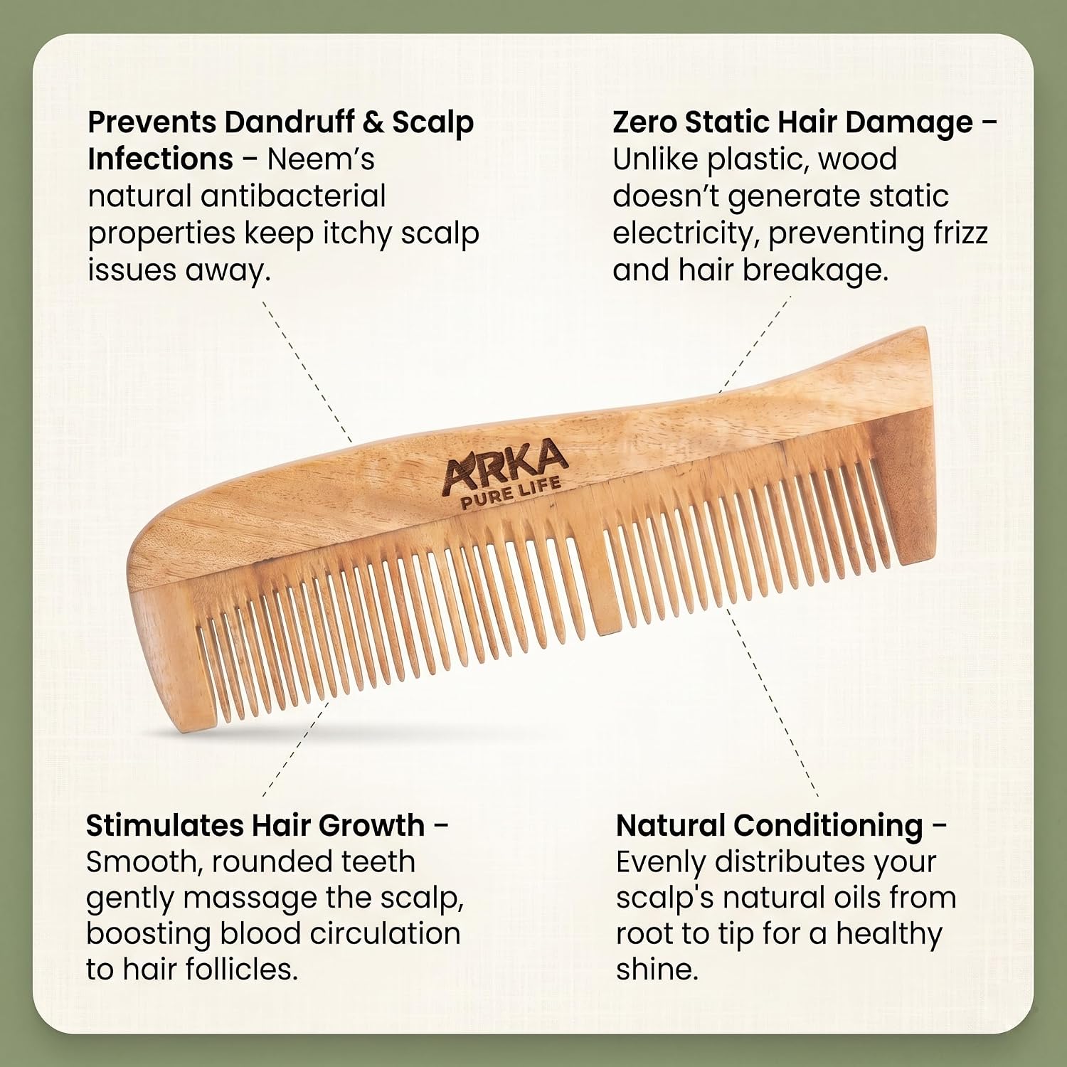 Dual Neem Wood Comb for Hair Growth 3 Dual Neem Wood Comb for Hair Growth - Image 3