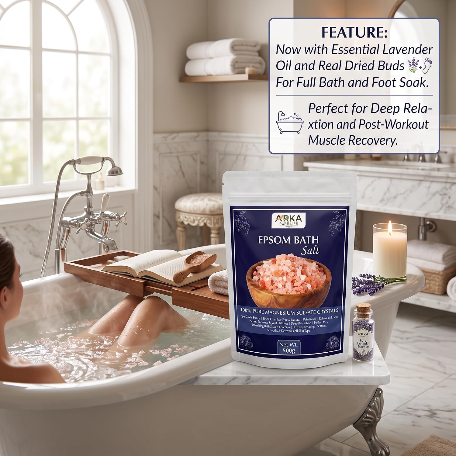 Epsom Bath Salt Crystals, 500g 3 Epsom Bath Salt Crystals, 500g - Image 3