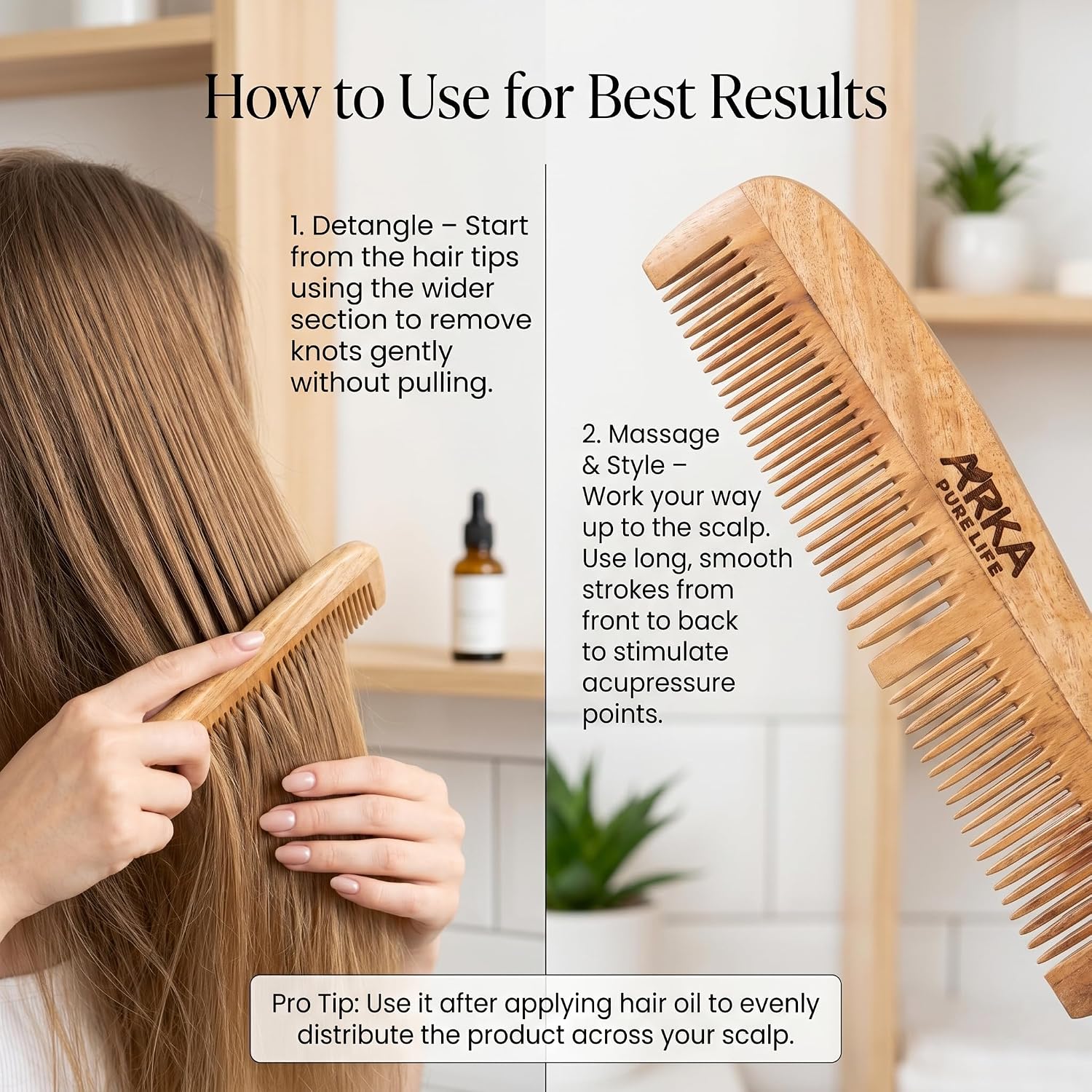 Dual Neem Wood Comb for Hair Growth 4 Dual Neem Wood Comb for Hair Growth - Image 4