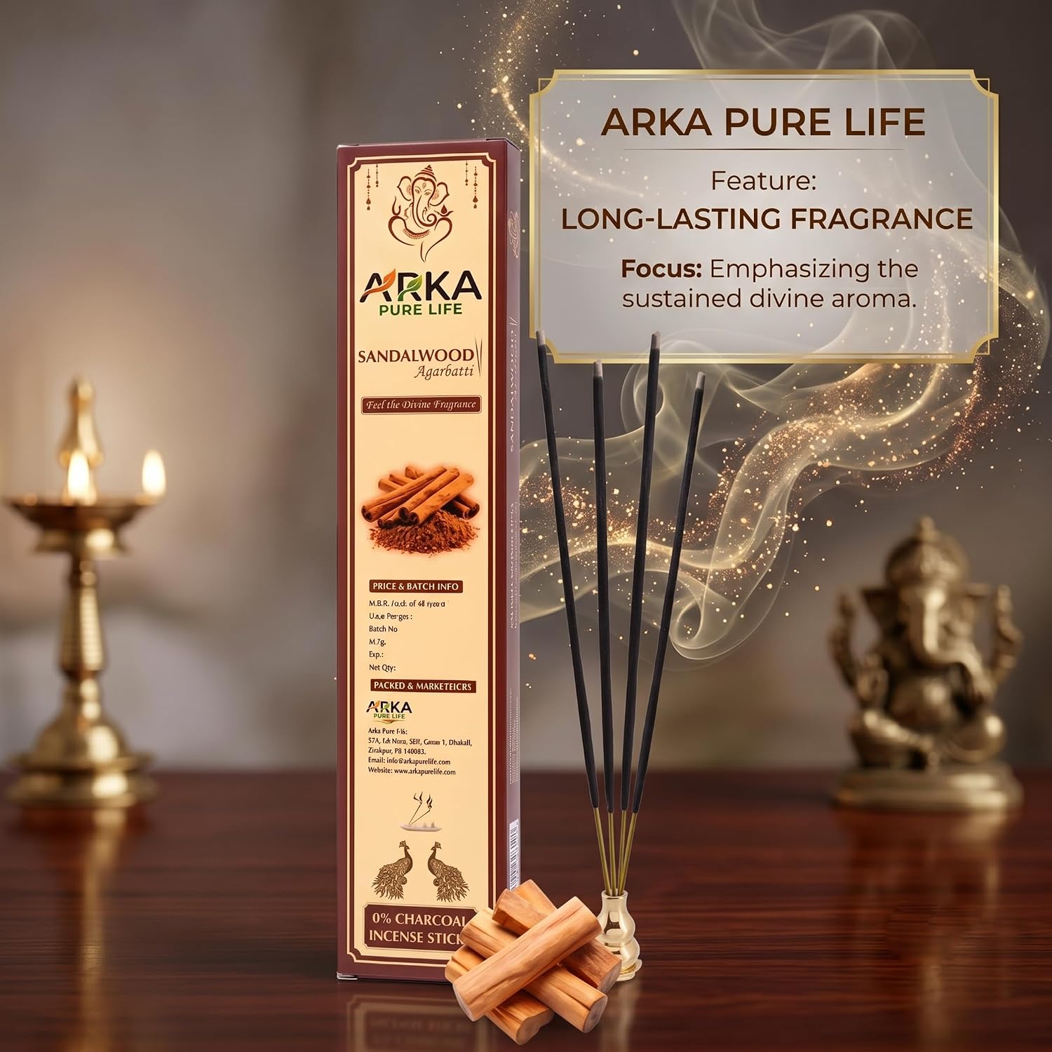 Sandalwood Incense Sticks, 100g 4 Sandalwood Incense Sticks, 100g - Image 4