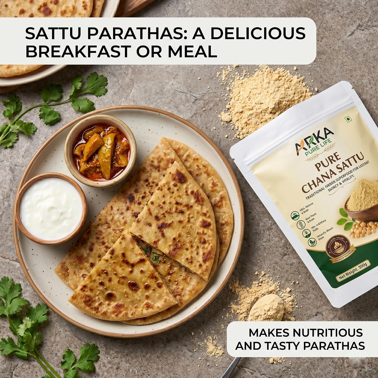Natural Roasted Chana Sattu Powder, 500g 5 Natural Roasted Chana Sattu Powder, 500g - Image 5