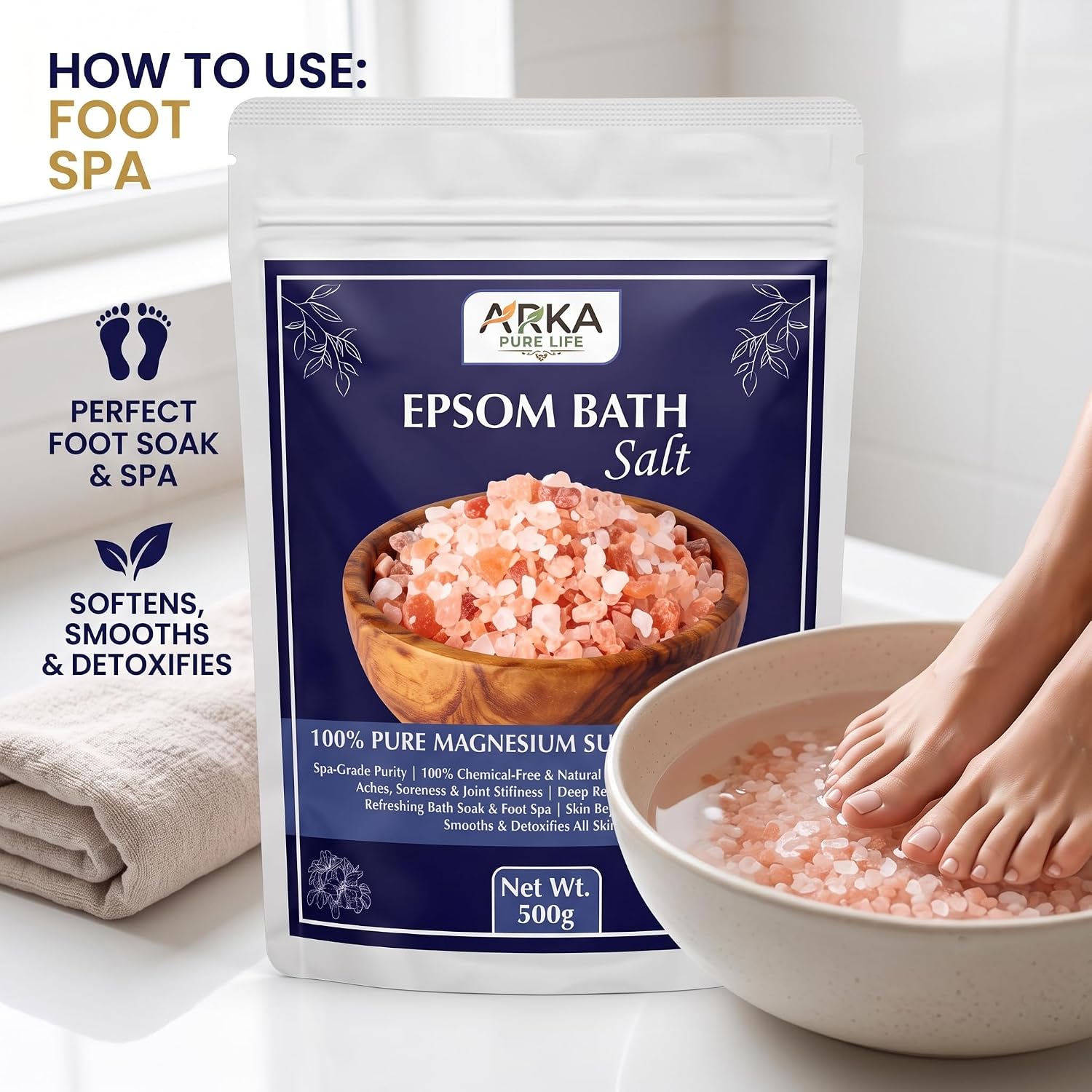 Epsom Bath Salt Crystals, 500g 5 Epsom Bath Salt Crystals, 500g - Image 5