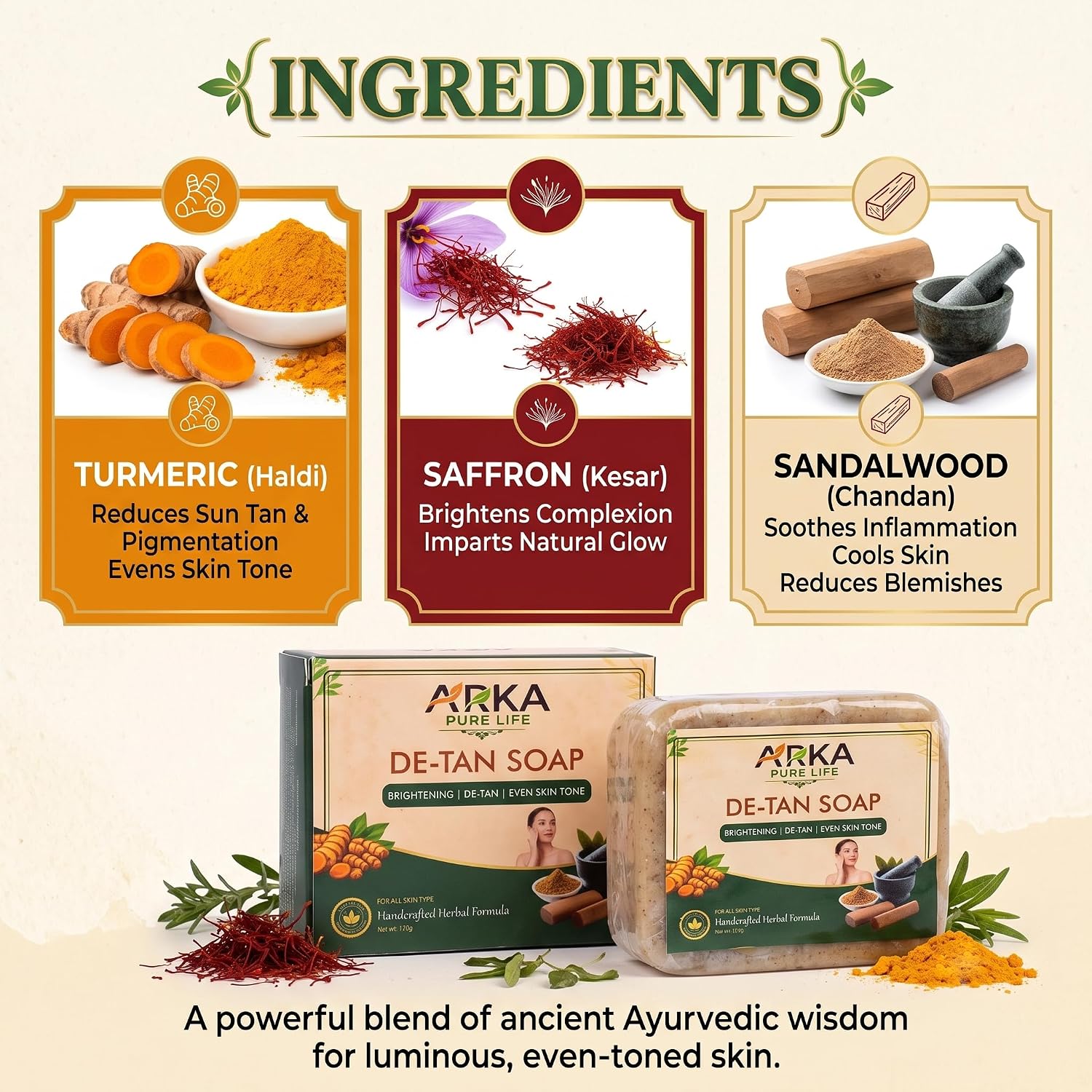 Sandalwood and Saffron Detan Magic Soap - 100g 5 Sandalwood and Saffron Detan Magic Soap - 100g - Image 5