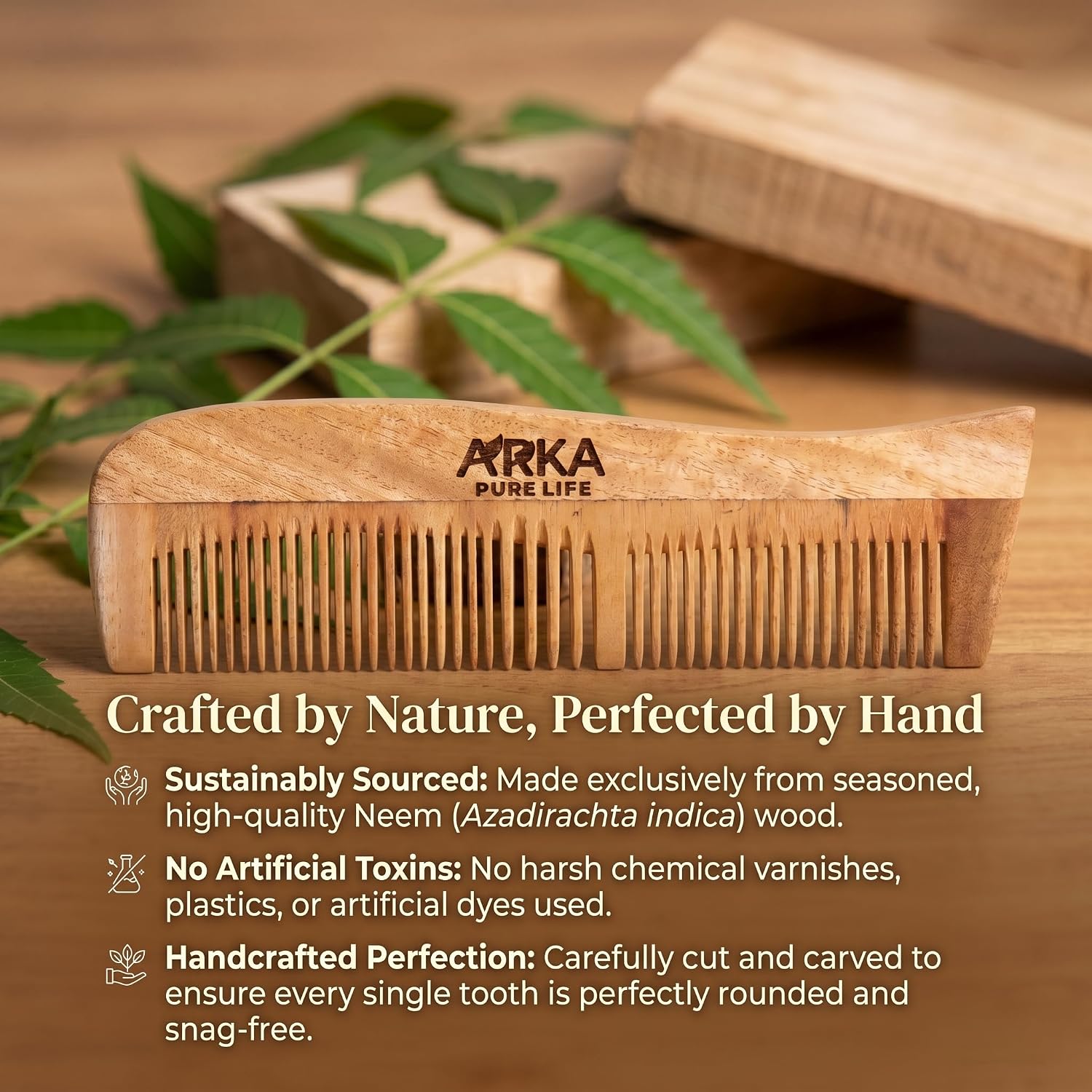 Dual Neem Wood Comb for Hair Growth 6 Dual Neem Wood Comb for Hair Growth - Image 6