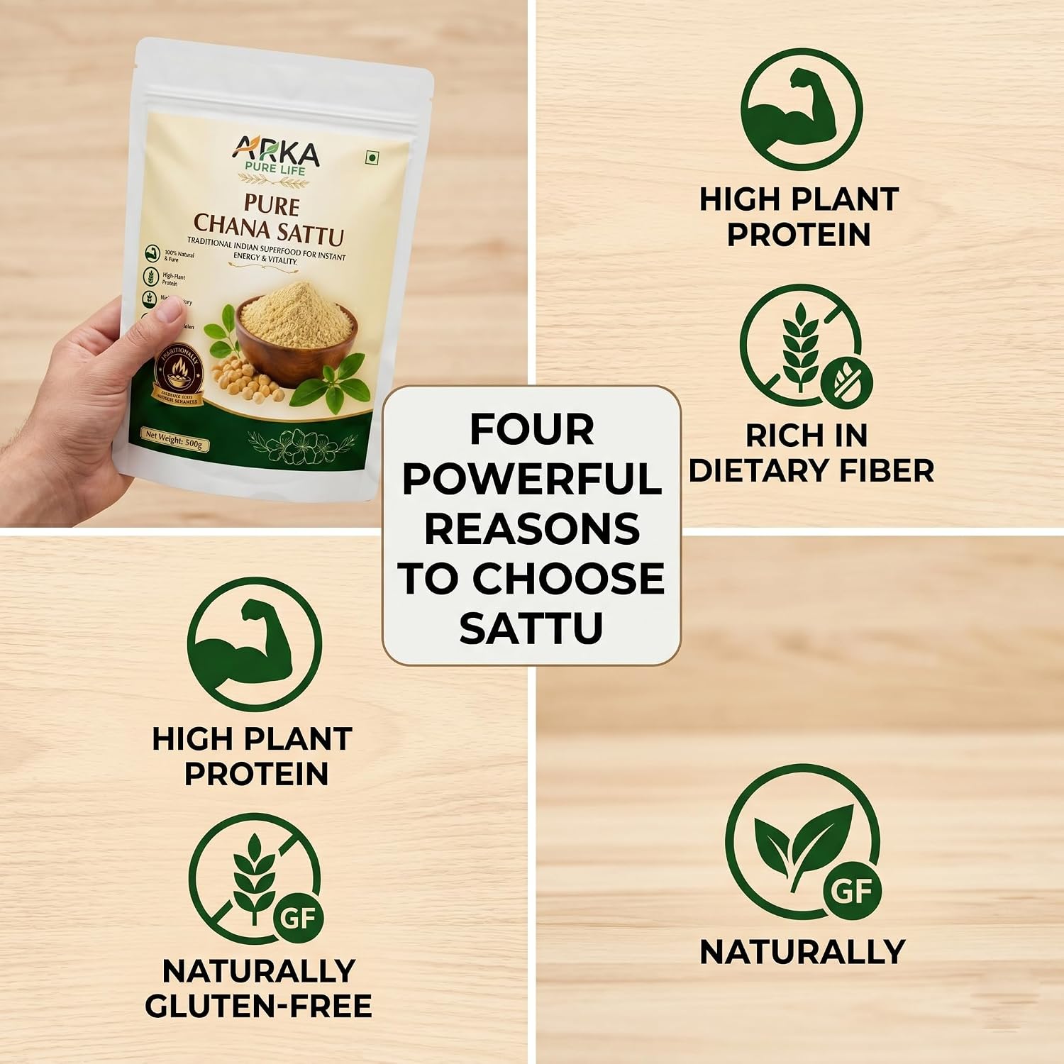 Natural Roasted Chana Sattu Powder, 500g 6 Natural Roasted Chana Sattu Powder, 500g - Image 6
